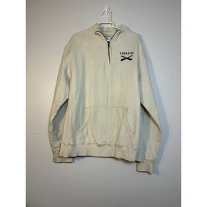 lake girl‎ sweatshirt 1/4 Zip Pullover Sz Large Ivory Poclets Casual
